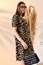 Women's Leopard Print Short Sleeve Dress - 4