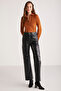 Peyton Women's Slim Fit Slim Fit Faux Suede Classic Knitted Tan Shirt - 6