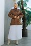 Hooded Short Leather Coat with Waist Tie, Snap Fasteners and Zipper Detail Brc6266 - 6
