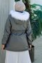 Hooded Short Leather Coat with Waist Tie, Snap Fasteners and Zipper Detail Brc6266 - 2