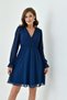 Women's Chiffon Double Breasted Curve Flounces Stretchy Tulle Long Sleeve Stylish Plus Size Dress - 6