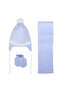 Baby Boy Blue White Mixed Line Patterned Knitwear Scarf Beanie Set