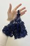 Navy Blue Bride Groom Handkerchief, Pearl Detailed Wedding Halay Bridesmaid Promise Engagement Henna Circumcision Bride Handkerchief - 2