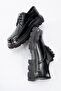 Men's Thick Sole Lace-Up Casual Shoes Real Leather Mc 20251 Black - 6
