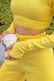 Yellow Half Fisherman Knit Crop Sweater Trousers Knitwear Bottom-Top Set - 3