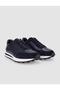 100% Genuine Leather Navy Blue Lace-Up Men's Sports Shoes - 2
