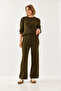 Women's Khaki Knitwear Top and Bottom Set 20247547 - 6
