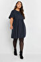 Plus Size Crew Neck Short Ruffle Sleeve Mini Dress with Elastic Waist 303646 - 4