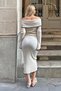 White Madonna Collar Women's Knitwear Midi Dress - 6