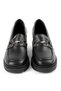 Holiday Women's Genuine Leather Buckle Detailed Thick Heeled Shoes-Black - 6