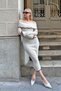 White Madonna Collar Women's Knitwear Midi Dress - 3