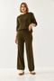 Women's Khaki Knitwear Top and Bottom Set 20247547 - 7
