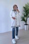 Mercerized Hijab Cardigan with Line Detail Buttons - White - 3