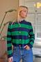 Green Thick Striped Women's Knitwear Cardigan - 5
