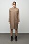 Hakim Collar Square Patterned Large Size Cashmere Coat Kamel 3026 - 3