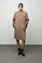 Hakim Collar Square Patterned Large Size Cashmere Coat Kamel 3026 - 4