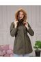 Khaki Fur Lined and Waterproof Large Size Oversize Women's Winter Coat & Coat - 7
