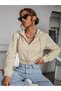 Crop Unisex Beige Sweatshirt - 2