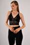 Women's Lace Back Cross Rope Strap Crop with Removable Pads - 4