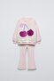 Cherry Print Cotton Sweatshirt Spanish Leggings Bottom-Top Set Girl's