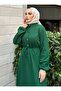 Twisted Kumastan Dress with Half Placket - Green - Sahra Butik - 6