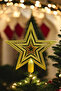 Gold Gold Color Tepelik 20 cm Shiny Nested Stars Christmas Pine Tree New Year Tepeliği