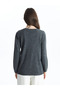 Lcw Grace Medium Gray Melange Crew Neck Shiny Stone Printed Women's Knitwear Sweater - 4