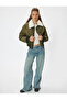 Oversize Crop Jacket with Faux Fur Collar, Zipper Closure, Washable, Pocket Detail - 2