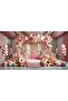 Pink Studio Backdrop Decorated with Large Flowers and Balloons - 200x150cm