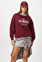 Women's Embroidered Los Angeles Burgundy Oversize Sweatshirt with Fleece Inside - 5