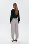 Button Detailed High Waist Trousers Gray - 5