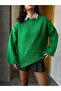 Benetton Green Oversize Crew Neck Soft Knitwear Sweater 26046 - 3