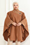 Tricolor Collar Poncho Camel - 3
