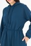 Women's 2 Thread Long Dress with Drawstring Waist, Hood and Pockets - 8