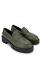 Women's Genuine Leather Green Loafer Shoes - 2