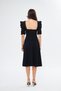 Women's Flexible Crepe Fabric Short Sleeve Square Neck Midi Length Black Evening Dress 080 - 3