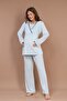 Long Sleeve Piping Maternity Pajamas Set with Dressing Gown - 3