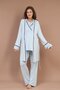 Long Sleeve Piping Maternity Pajamas Set with Dressing Gown - 4