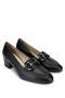 Women's Genuine Leather Black Leather Heeled Shoes - 2