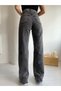 Anthracite Snow Wash Extra High Waist Wide Leg Loose Jean Trousers - 4