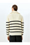 Half Zipper Striped Winter Knitwear Sweater - 4
