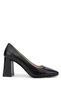 Women's Genuine Leather Black Leather Heeled Shoes