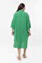 Women's Plus Size Shirt Collar Linen Look Green Dress - 6