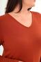 Trend42Plus Plus Size V-Neck Split Basic Tile Blouse - 4