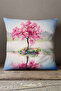 Velvet Babyface Pink Tree Landscape Patterned Throw Pillow Pillow Case - Cgh023