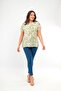Plus Size Patterned Low Sleeve Basic Khaki Blouse - 2
