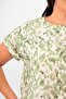 Plus Size Patterned Low Sleeve Basic Khaki Blouse - 4