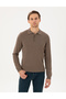 Mink Melange Slim Fit Polo Neck Basic Knitwear Sweater 50296584-Vr174