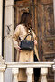 Women's Long Strap 4 Compartments Gold Accessory Simple Stylish Black Matte Shoulder and Hand Bag - 2