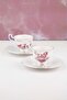Gold Gilded Dusty Rose English Pattern Coffee Cup Set for 2 People - 2